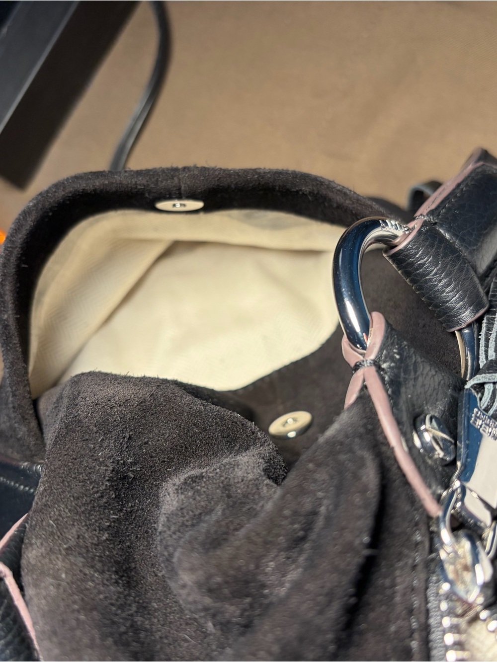 Aimee Kestenberg Black Suede & Leather Shoulder Bag - Picture 8 of 9